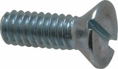 Value Collection - 1/4-20 UNC, 3/4" OAL Slotted Drive Machine Screw - Flat Head, Grade 2 Steel, Zinc-Plated Finish, Without Washer - Eagle Tool & Supply