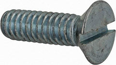 Value Collection - 1/4-20 UNC, 7/8" OAL Slotted Drive Machine Screw - Flat Head, Grade 2 Steel, Zinc-Plated Finish, Without Washer - Eagle Tool & Supply