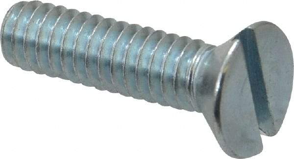 Value Collection - 1/4-20 UNC, 1" OAL Slotted Drive Machine Screw - Flat Head, Grade 2 Steel, Zinc-Plated Finish, Without Washer - Eagle Tool & Supply