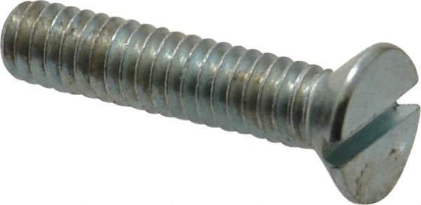 Value Collection - 1/4-20 UNC, 1-1/4" OAL Slotted Drive Machine Screw - Flat Head, Grade 2 Steel, Zinc-Plated Finish, Without Washer - Eagle Tool & Supply