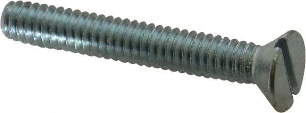 Value Collection - 1/4-20 UNC, 1-3/4" OAL Slotted Drive Machine Screw - Flat Head, Grade 2 Steel, Zinc-Plated Finish, Without Washer - Eagle Tool & Supply