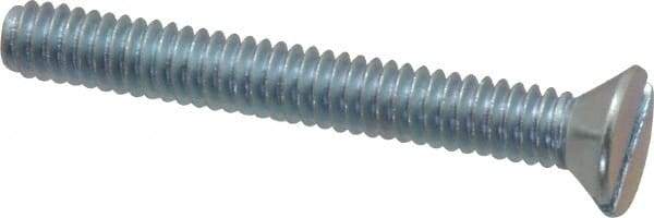 Value Collection - 1/4-20 UNC, 2" OAL Slotted Drive Machine Screw - Flat Head, Grade 2 Steel, Zinc-Plated Finish, Without Washer - Eagle Tool & Supply