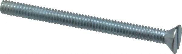 Value Collection - 1/4-20 UNC, 3" OAL Slotted Drive Machine Screw - Flat Head, Grade 2 Steel, Zinc-Plated Finish, Without Washer - Eagle Tool & Supply