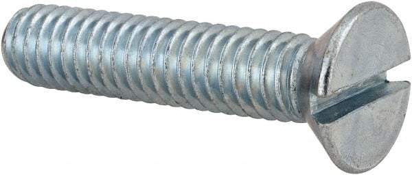 Value Collection - 5/16-18 UNC, 1-1/2" OAL Slotted Drive Machine Screw - Flat Head, Grade 2 Steel, Zinc-Plated Finish, Without Washer - Eagle Tool & Supply