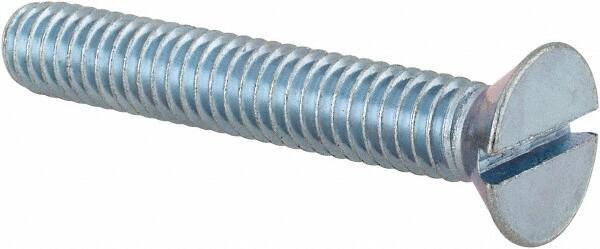 Value Collection - 5/16-18 UNC, 2" OAL Slotted Drive Machine Screw - Flat Head, Grade 2 Steel, Zinc-Plated Finish, Without Washer - Eagle Tool & Supply