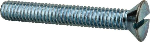 Value Collection - 5/16-18 UNC, 2-1/4" OAL Slotted Drive Machine Screw - Flat Head, Grade 2 Steel, Zinc-Plated Finish, Without Washer - Eagle Tool & Supply