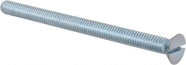 Value Collection - 5/16-18 UNC, 4-1/2" OAL Slotted Drive Machine Screw - Flat Head, Grade J82 Steel, Zinc-Plated Finish, Without Washer - Eagle Tool & Supply