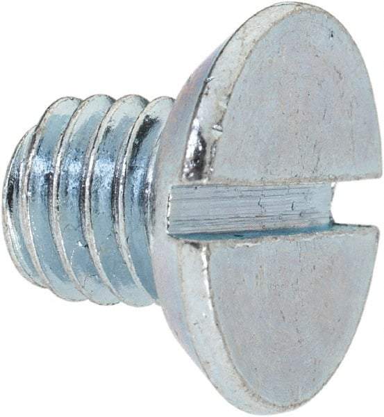 Value Collection - 3/8-16 UNC, 1/2" OAL Slotted Drive Machine Screw - Flat Head, Grade 2 Steel, Zinc-Plated Finish, Without Washer - Eagle Tool & Supply