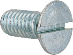 Value Collection - 3/8-16 UNC, 7/8" OAL Slotted Drive Machine Screw - Flat Head, Grade 2 Steel, Zinc-Plated Finish, Without Washer - Eagle Tool & Supply
