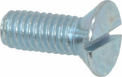Value Collection - 3/8-16 UNC, 1" OAL Slotted Drive Machine Screw - Flat Head, Grade 2 Steel, Zinc-Plated Finish, Without Washer - Eagle Tool & Supply
