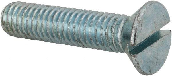 Value Collection - 3/8-16 UNC, 1-3/4" OAL Slotted Drive Machine Screw - Flat Head, Grade 2 Steel, Zinc-Plated Finish, Without Washer - Eagle Tool & Supply