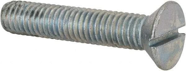 Value Collection - 3/8-16 UNC, 2" OAL Slotted Drive Machine Screw - Flat Head, Grade 2 Steel, Zinc-Plated Finish, Without Washer - Eagle Tool & Supply