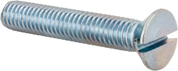 Value Collection - 3/8-16 UNC, 2-1/4" OAL Slotted Drive Machine Screw - Flat Head, Grade 2 Steel, Zinc-Plated Finish, Without Washer - Eagle Tool & Supply