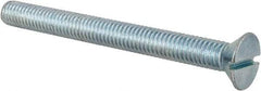 Value Collection - 3/8-16 UNC, 4" OAL Slotted Drive Machine Screw - Flat Head, Grade 2 Steel, Zinc-Plated Finish, Without Washer - Eagle Tool & Supply