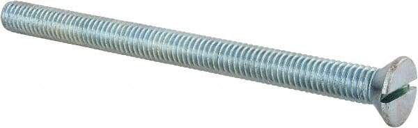 Value Collection - 3/8-16 UNC, 5" OAL Slotted Drive Machine Screw - Flat Head, Grade 2 Steel, Zinc-Plated Finish, Without Washer - Eagle Tool & Supply