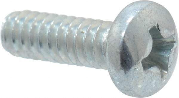 Value Collection - #6-32 UNC, 7/16" Length Under Head Phillips Drive Machine Screw - Pan Head, Grade 2 Steel, Zinc-Plated Finish, Without Washer - Eagle Tool & Supply