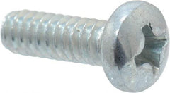 Value Collection - #6-32 UNC, 7/16" Length Under Head Phillips Drive Machine Screw - Pan Head, Grade 2 Steel, Zinc-Plated Finish, Without Washer - Eagle Tool & Supply