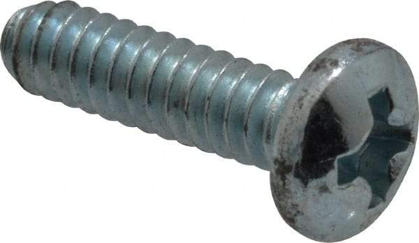 Value Collection - #6-32 UNC, 1/2" Length Under Head Phillips Drive Machine Screw - Pan Head, Grade 2 Steel, Zinc-Plated Finish, Without Washer - Eagle Tool & Supply