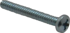 Value Collection - #6-32 UNC, 1" Length Under Head Phillips Drive Machine Screw - Pan Head, Grade 2 Steel, Zinc-Plated Finish, Without Washer - Eagle Tool & Supply