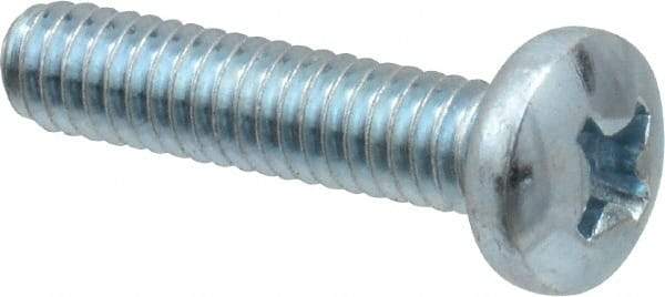 Value Collection - #8-32 UNC, 3/4" Length Under Head Phillips Drive Machine Screw - Pan Head, Grade 2 Steel, Zinc-Plated Finish, Without Washer - Eagle Tool & Supply