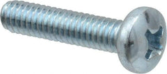 Value Collection - #8-32 UNC, 3/4" Length Under Head Phillips Drive Machine Screw - Pan Head, Grade 2 Steel, Zinc-Plated Finish, Without Washer - Eagle Tool & Supply