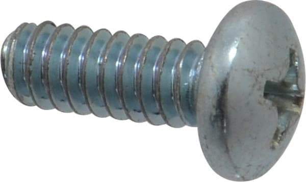 Value Collection - #10-24 UNC, 1/2" Length Under Head Phillips Drive Machine Screw - Pan Head, Grade 2 Steel, Zinc-Plated Finish, Without Washer - Eagle Tool & Supply