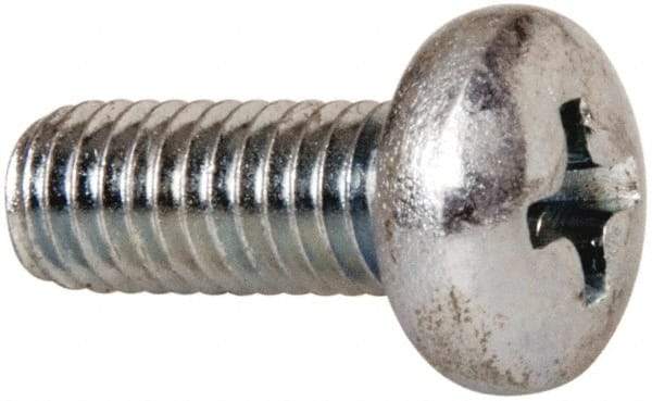 Value Collection - #10-32 UNF, 1/2" Length Under Head Phillips Drive Machine Screw - Pan Head, Grade 2 Steel, Zinc-Plated Finish, Without Washer - Eagle Tool & Supply