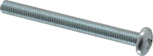 Value Collection - #10-32 UNF, 2" Length Under Head Phillips Drive Machine Screw - Pan Head, Grade 2 Steel, Zinc-Plated Finish, Without Washer - Eagle Tool & Supply