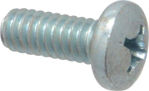 Value Collection - 1/4-20 UNC, 5/8" Length Under Head Phillips Drive Machine Screw - Pan Head, Grade 2 Steel, Zinc-Plated Finish, Without Washer - Eagle Tool & Supply