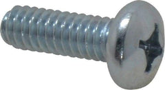 Value Collection - 1/4-20 UNC, 3/4" Length Under Head Phillips Drive Machine Screw - Pan Head, Grade 2 Steel, Zinc-Plated Finish, Without Washer - Eagle Tool & Supply