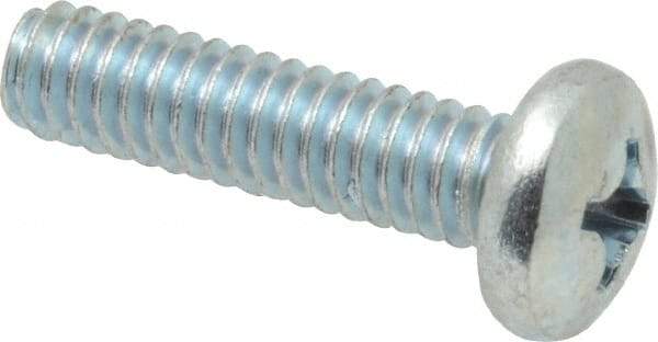 Value Collection - 1/4-20 UNC, 1" Length Under Head Phillips Drive Machine Screw - Pan Head, Grade 2 Steel, Zinc-Plated Finish, Without Washer - Eagle Tool & Supply