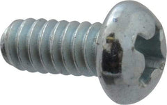 Value Collection - #6-32 UNC, 5/16" Length Under Head Phillips Drive Machine Screw - Round Head, Grade 2 Steel, Zinc-Plated Finish, Without Washer - Eagle Tool & Supply