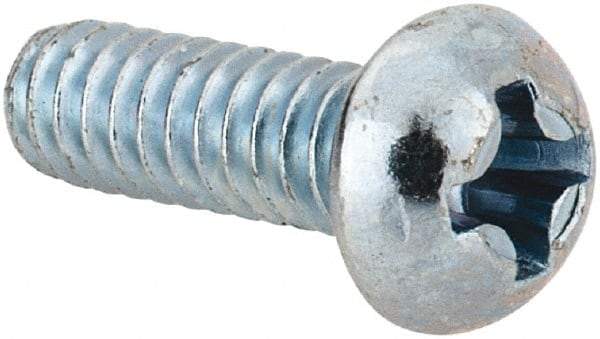 Value Collection - #6-32 UNC, 7/16" Length Under Head Phillips Drive Machine Screw - Round Head, Grade 2 Steel, Zinc-Plated Finish, Without Washer - Eagle Tool & Supply