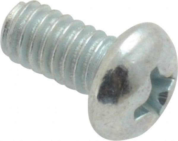 Value Collection - #8-32 UNC, 5/16" Length Under Head Phillips Drive Machine Screw - Round Head, Grade 2 Steel, Zinc-Plated Finish, Without Washer - Eagle Tool & Supply