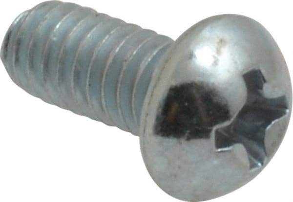 Value Collection - #8-32 UNC, 3/8" Length Under Head Phillips Drive Machine Screw - Round Head, Grade 2 Steel, Zinc-Plated Finish, Without Washer - Eagle Tool & Supply