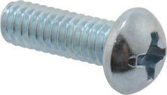 Value Collection - #8-32 UNC, 1/2" Length Under Head Phillips Drive Machine Screw - Round Head, Grade 2 Steel, Zinc-Plated Finish, Without Washer - Eagle Tool & Supply