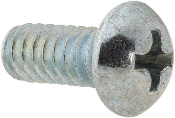 Value Collection - #10-24 UNC, 7/16" Length Under Head Phillips Drive Machine Screw - Round Head, Grade 2 Steel, Zinc-Plated Finish, Without Washer - Eagle Tool & Supply