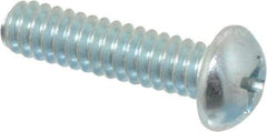 Value Collection - #10-24 UNC, 3/4" Length Under Head Phillips Drive Machine Screw - Round Head, Grade 2 Steel, Zinc-Plated Finish, Without Washer - Eagle Tool & Supply