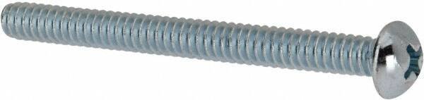 Value Collection - #10-24 UNC, 2" Length Under Head Phillips Drive Machine Screw - Round Head, Grade 2 Steel, Zinc-Plated Finish, Without Washer - Eagle Tool & Supply