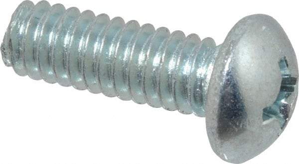 Value Collection - 1/4-20 UNC, 3/4" Length Under Head Phillips Drive Machine Screw - Round Head, Grade 2 Steel, Zinc-Plated Finish, Without Washer - Eagle Tool & Supply