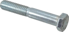 Made in USA - 3/8-16 UNC, 2-1/4" Length Under Head Hex Head Cap Screw - Partially Threaded, Grade 5 Steel, Zinc-Plated Finish, 9/16" Hex - Eagle Tool & Supply