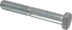 Made in USA - 3/8-16 UNC, 2-1/2" Length Under Head Hex Head Cap Screw - Partially Threaded, Grade 5 Steel, Zinc-Plated Finish, 9/16" Hex - Eagle Tool & Supply