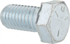 Made in USA - 1/2-13 UNC, 1" Length Under Head Hex Head Cap Screw - Fully Threaded, Grade 5 Steel, Zinc-Plated Finish, 3/4" Hex - Eagle Tool & Supply