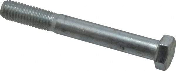 Made in USA - 1/2-13 UNC, 4" Length Under Head Hex Head Cap Screw - Partially Threaded, Grade 5 Steel, Zinc-Plated Finish, 3/4" Hex - Eagle Tool & Supply