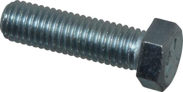 Made in USA - 9/16-12 UNC, 2" Length Under Head Hex Head Cap Screw - Fully Threaded, Grade 5 Steel, Zinc-Plated Finish, 13/16" Hex - Eagle Tool & Supply