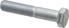 Made in USA - 3/8-24 UNF, 2" Length Under Head Hex Head Cap Screw - Partially Threaded, Grade 5 Steel, Zinc-Plated Finish, 9/16" Hex - Eagle Tool & Supply
