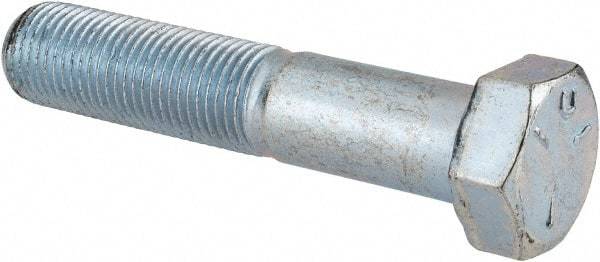 Made in USA - 1/2-20 UNF, 2-1/2" Length Under Head Hex Head Cap Screw - Partially Threaded, Grade 5 Steel, Zinc-Plated Finish, 3/4" Hex - Eagle Tool & Supply