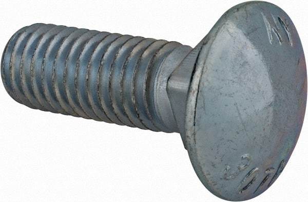 Value Collection - 1/2-13 UNC 1-1/2" Length Under Head, Standard Square Neck, Carriage Bolt - Grade 2 Steel, Zinc-Plated Finish - Eagle Tool & Supply