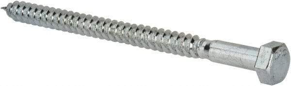 Value Collection - 5/16" Screw, 4-1/2" Length Under Head, Steel, Hex Head Lag Screw - Zinc Plated, Grade 2 - Eagle Tool & Supply
