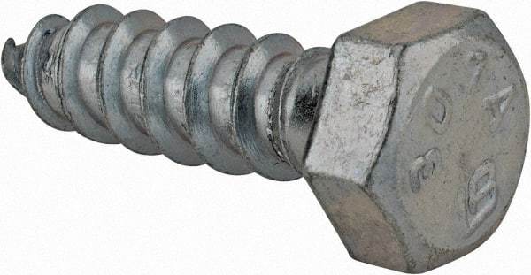 Value Collection - 3/8" Screw, 1-1/4" Length Under Head, Steel, Hex Head Lag Screw - Zinc Plated, Grade 2 - Eagle Tool & Supply